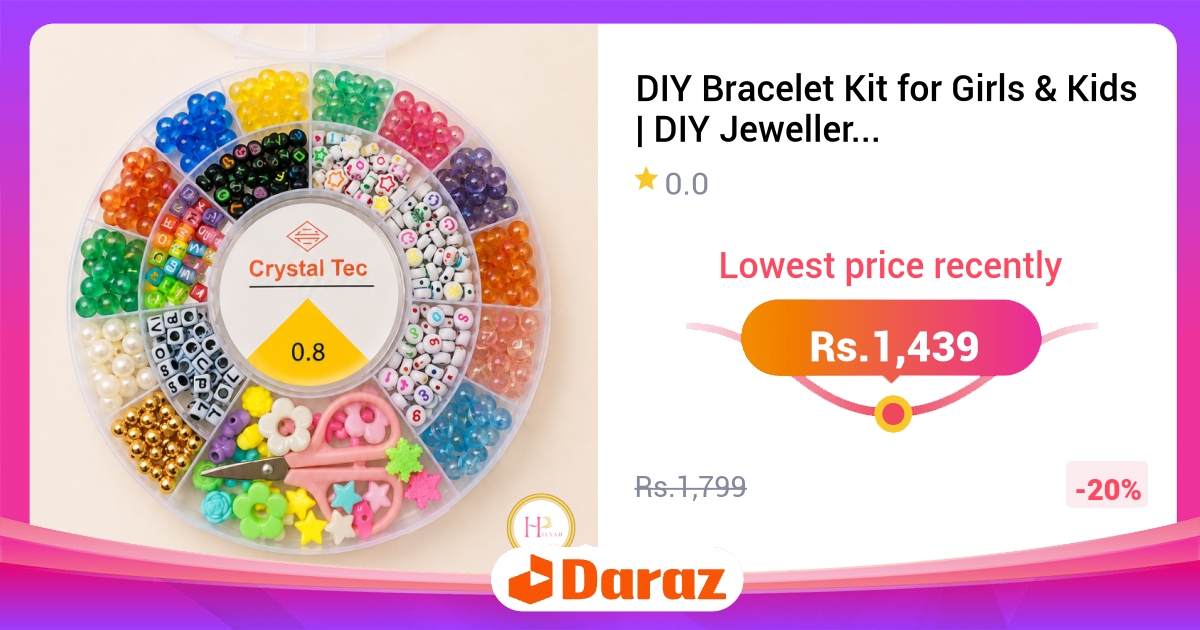 DIY Bracelet Kit for Girls & Kids - Jewellery Making Beads Box with Charms & Tools