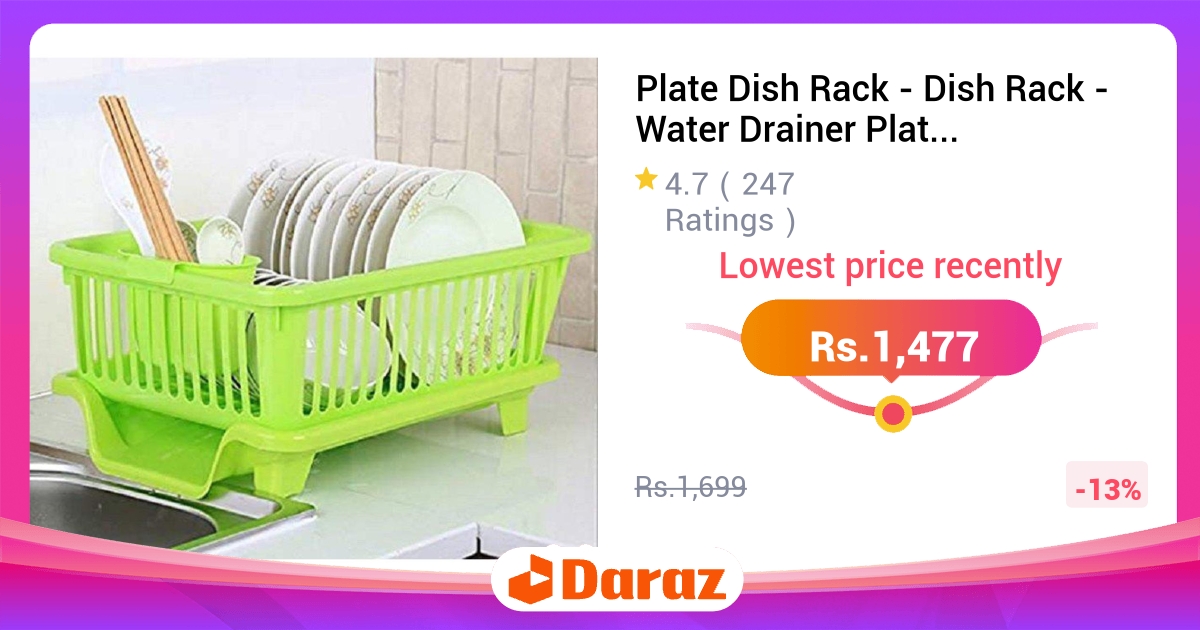 Plate Dish Rack Water Drainer Kitchen Storage