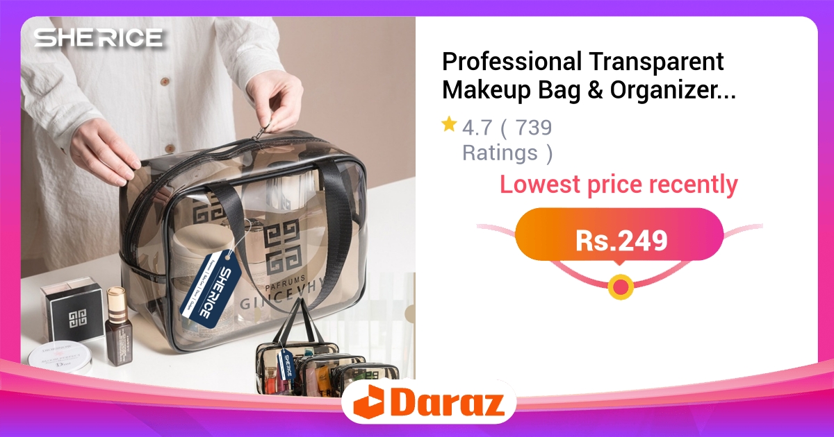 Professional Transparent Makeup Bag & Organizer with Zipper for Travel
