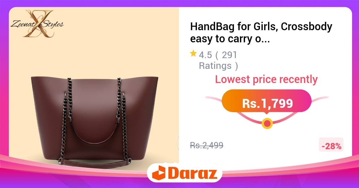 HandBag for Girls - Crossbody, Lightweight, for College & Office