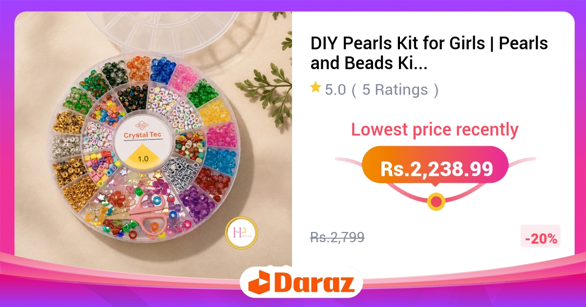 DIY Pearls Kit for Girls - Pearls & Beads with Charms, Bracelet Making Box
