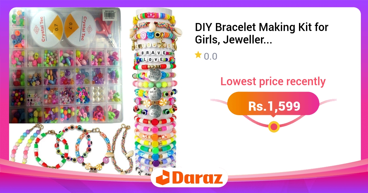 DIY Bracelet Making Kit for Girls - Jewellery Making Bead Set, Multicolor