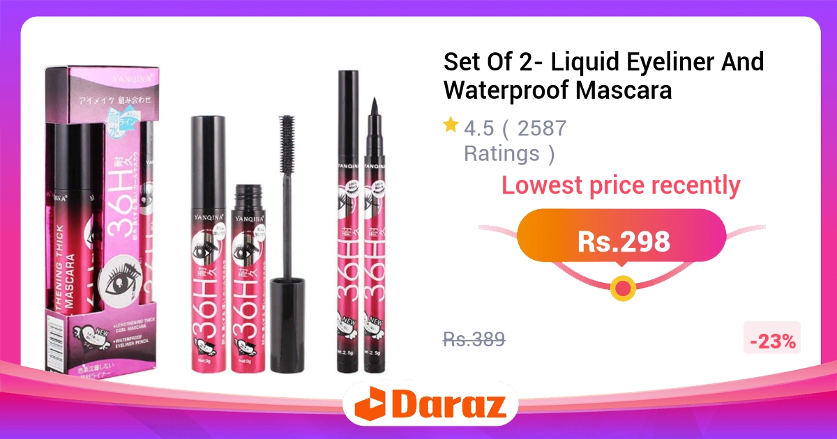 Liquid Eyeliner Waterproof Mascara Set 2pc