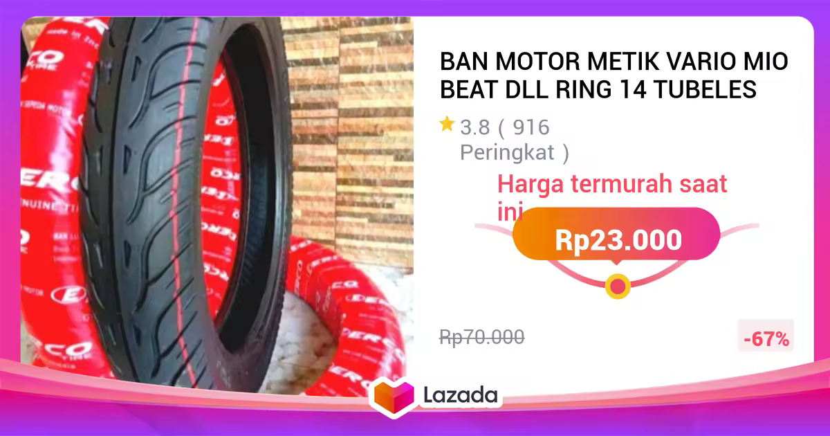 BAN MOTOR METIK VARIO MIO BEAT DLL RING 14 TUBELES