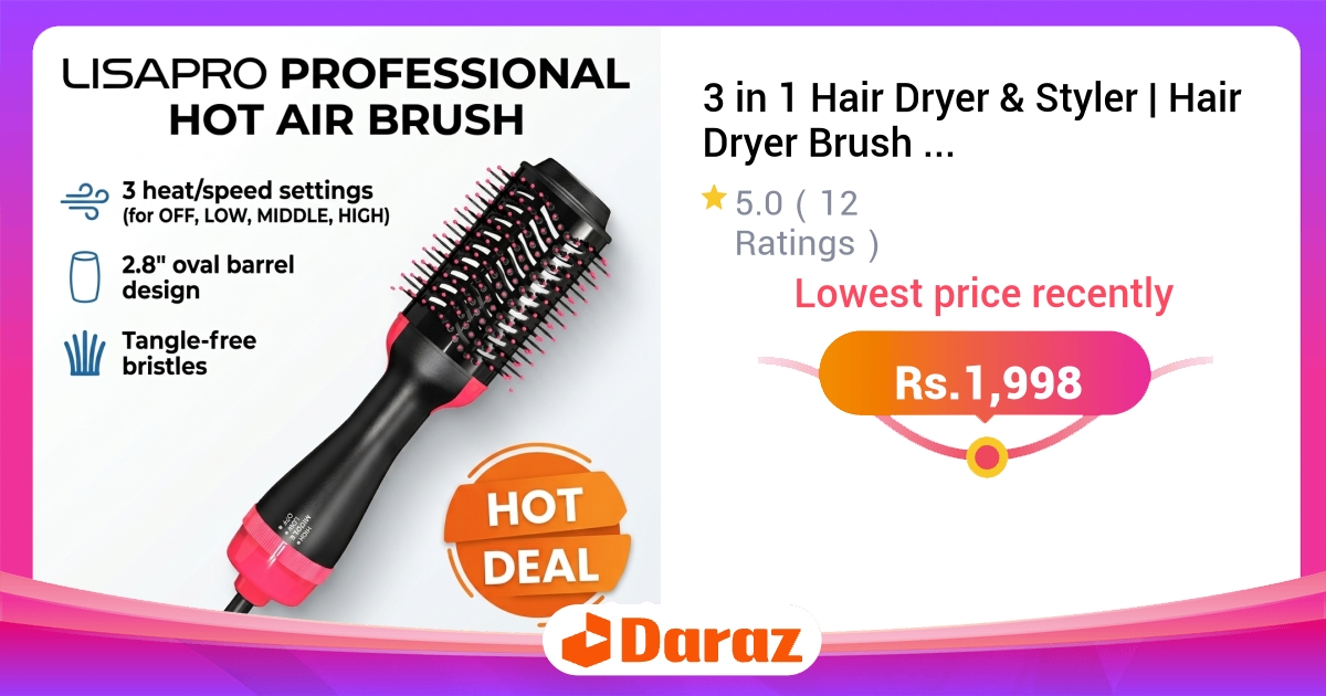 3 in 1 Hair Dryer Brush Volumizer Styler