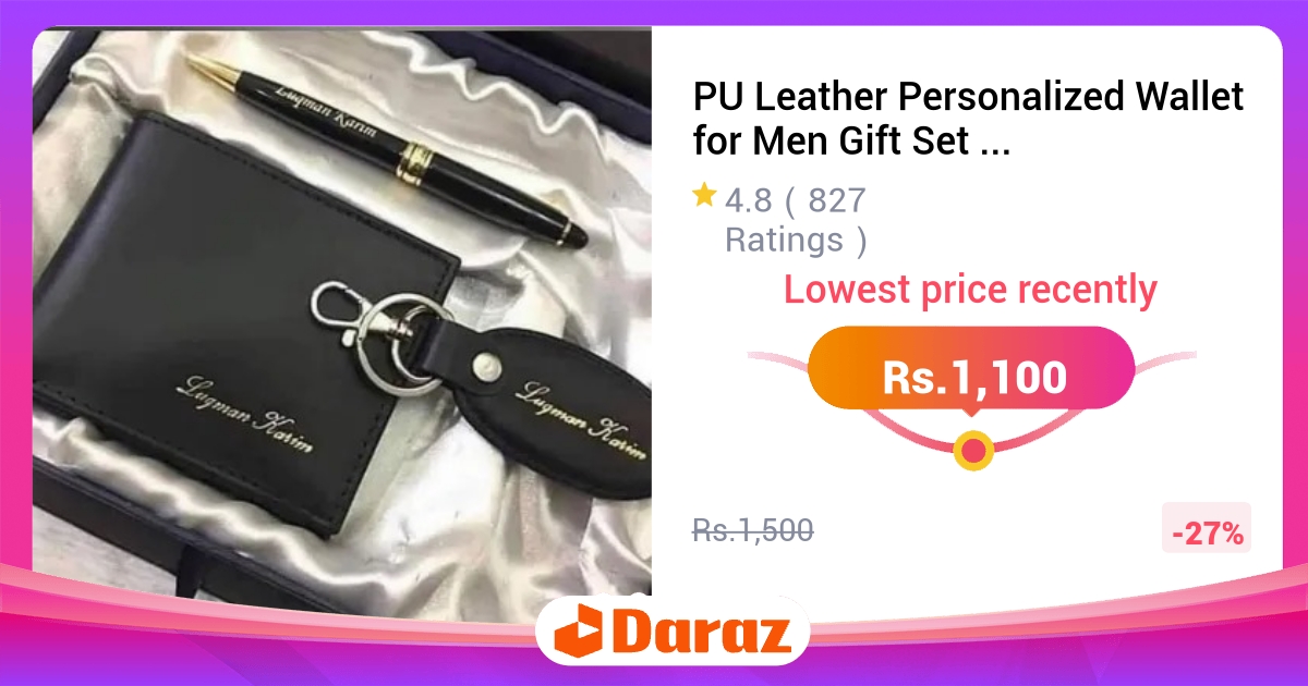PU Leather Personalized Wallet Gift Set with Keychain and Pen