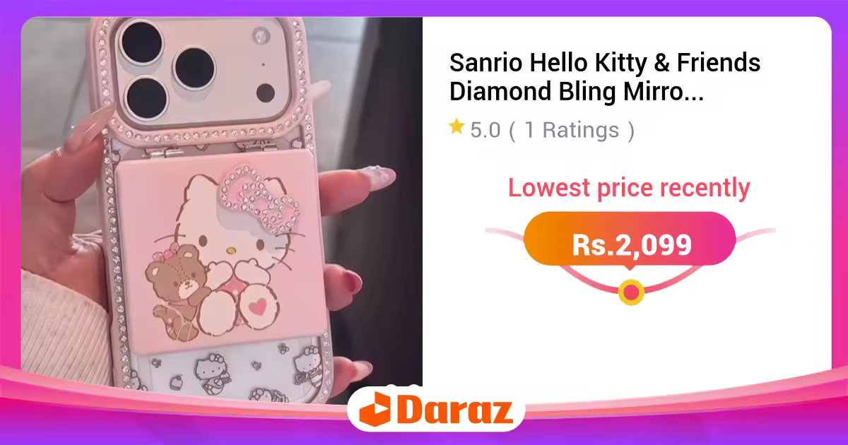 Sanrio Hello Kitty & Friends Diamond Bling Mirror Case – Protective Makeup Case