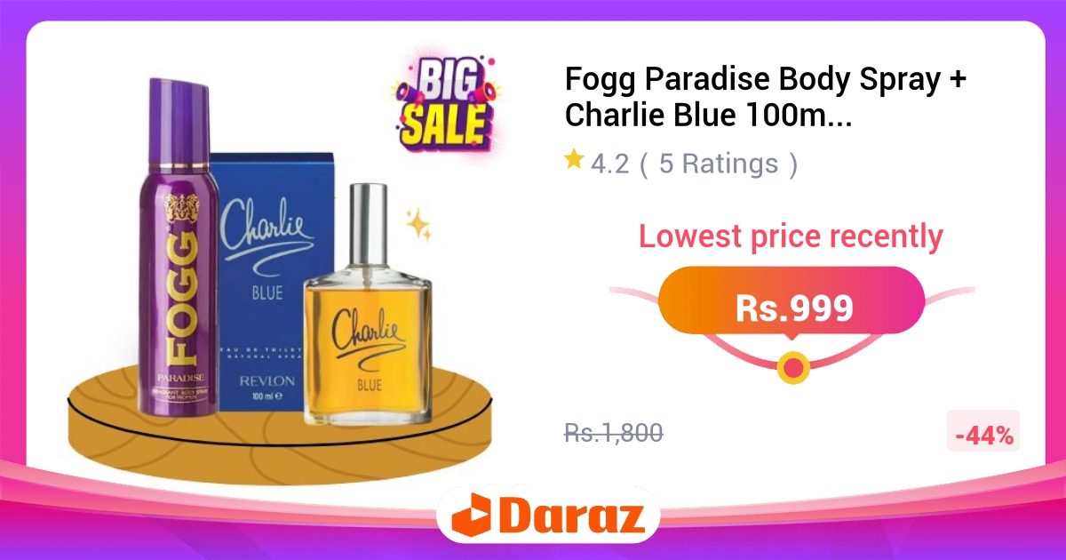 Fogg Paradise Body Spray + Charlie Blue Perfume Combo for Women