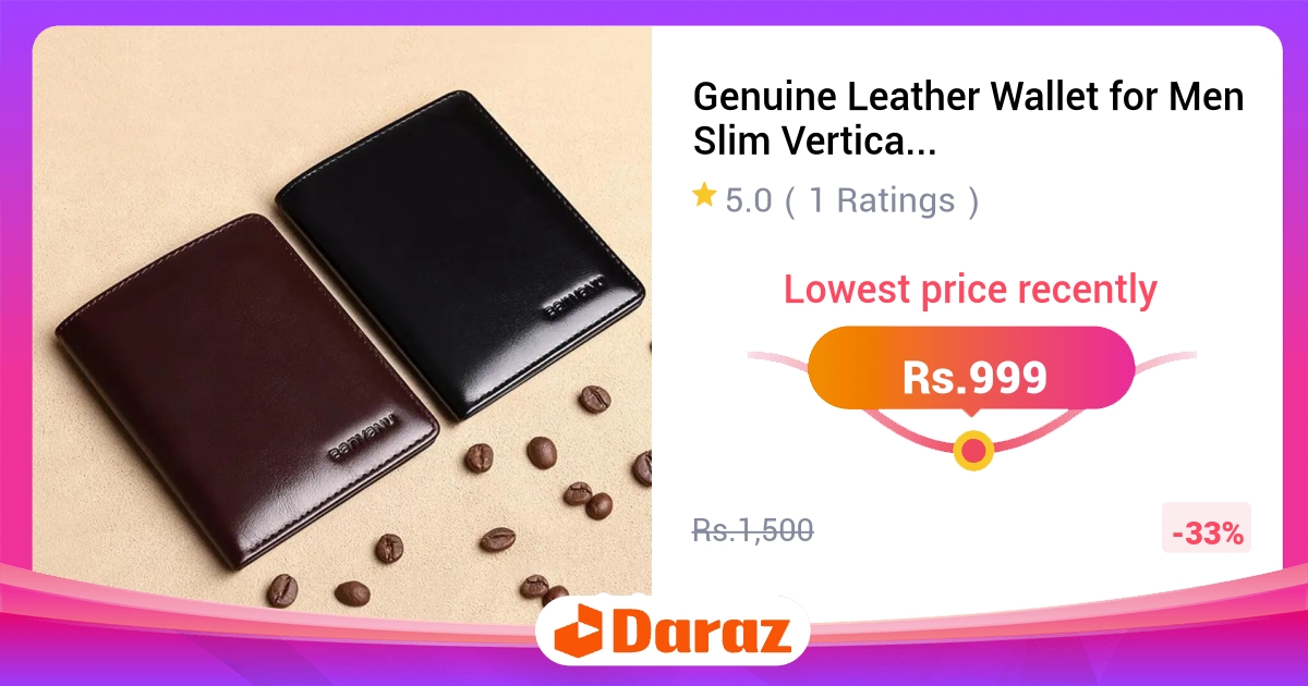 Genuine Leather Slim Vertical Wallet Card Holder