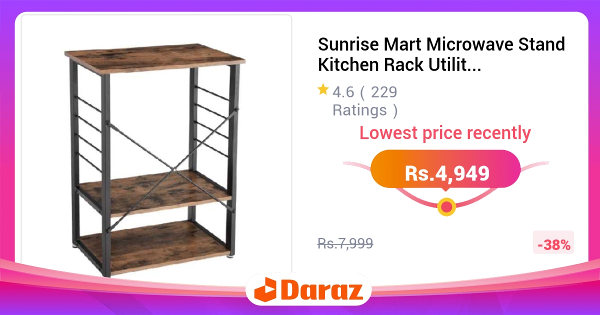 Sunrise Mart Microwave Stand Kitchen Rack Organizer