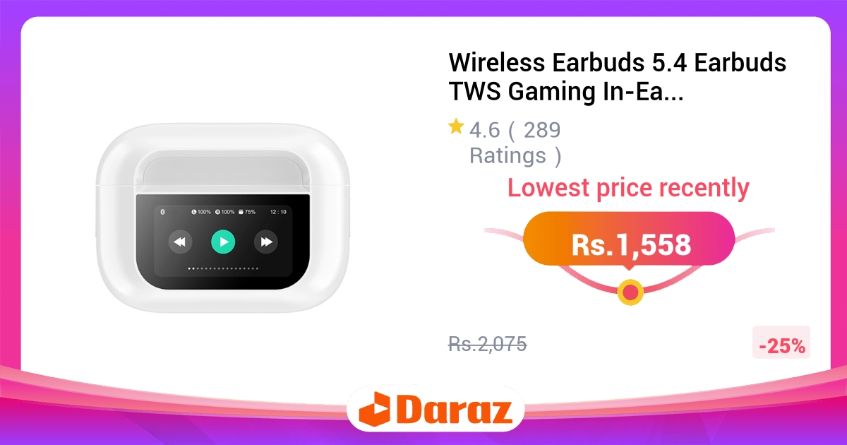 Wireless Earbuds 5.4 TWS Gaming LED ENC Waterproof