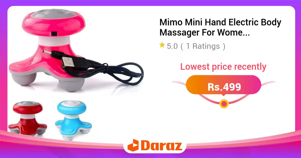 Mimo Mini Hand Electric Body Massager For Women and Girls - Portable Triangle Vibrational Massager (USB/AAA)