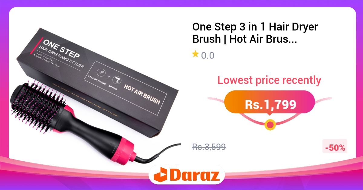 One Step 3 in 1 Hair Dryer Brush - Hot Air Volumizer, Straightener