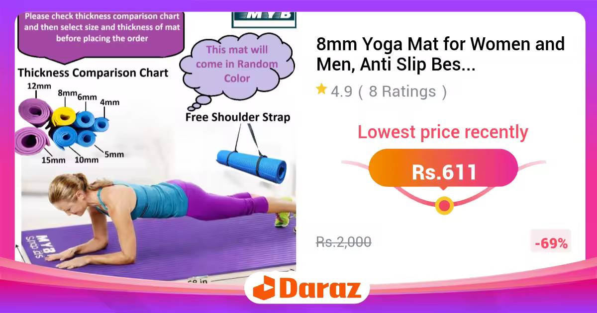 8mm Yoga Mat for Women and Men, Anti Slip Best Quality Exercise Mat
