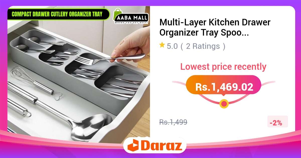 Multi-Layer Kitchen Drawer Organizer Cutlery Tray