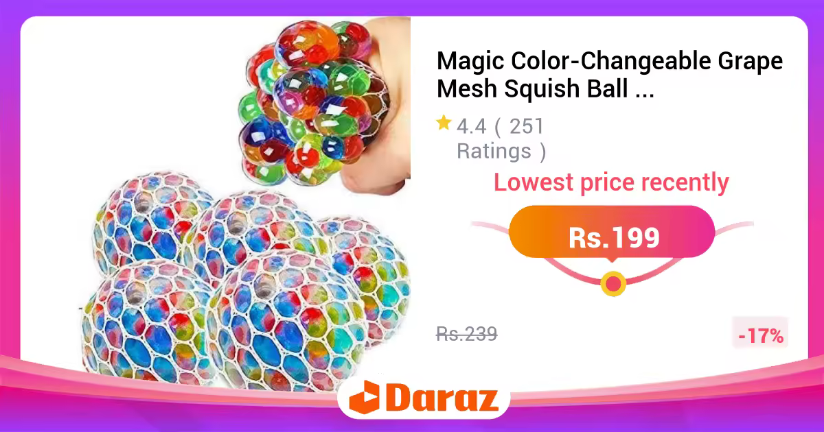 Magic Color-Changeable Grape Mesh Squish Ball - Stress Relief Squeezing Toy | Hand and Wrist Exercise Rubber Grape Ball for Anxiety, Fidgeting & Fun | Sensory Toy for Kids and Adults