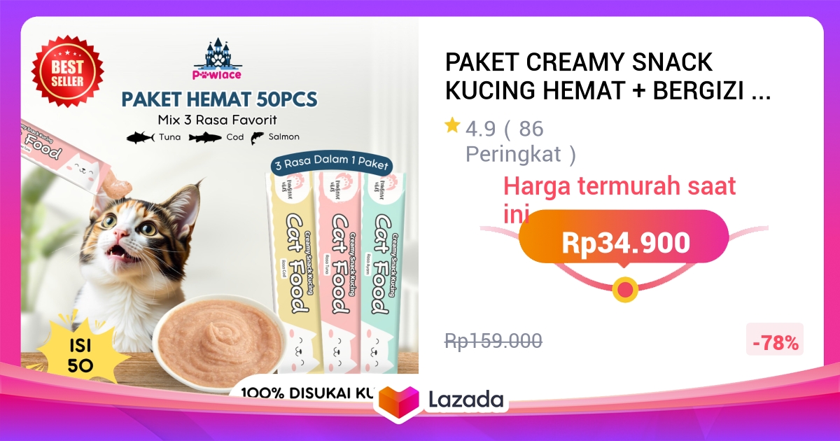 PAKET CREAMY SNACK KUCING HEMAT + BERGIZI - Cemilan Kucing Snack Kucing 15g - Liebao Cat Food Strip Stick Treats