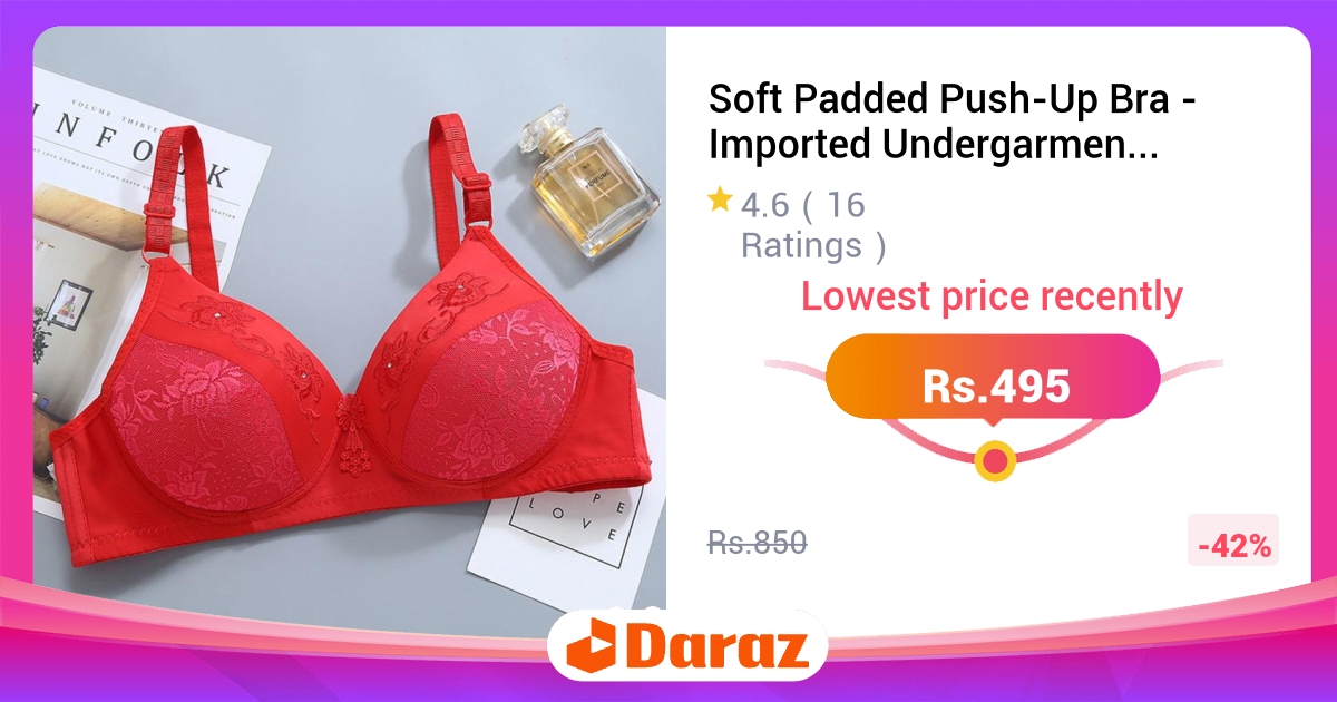 Soft Padded Push-Up Bra - Imported, Sizes 32-48 for Women & Girls