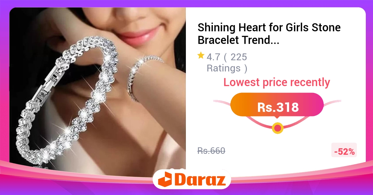 Shining Heart Stone Bracelet for Girls - Trendy Ethnic Style