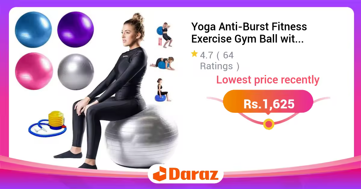 Yoga Anti-Burst Fitness Exercise Gym Ball with Pump - 55cm
