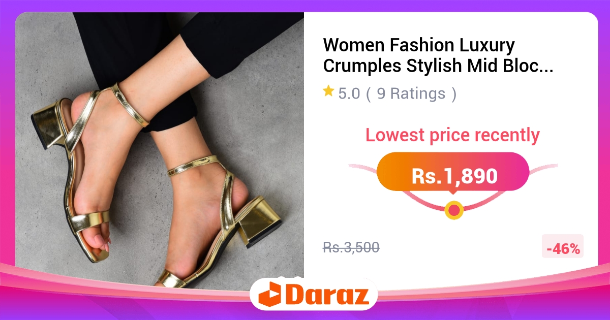 Women Luxury Crumples Mid Block Heels Golden Sea Green