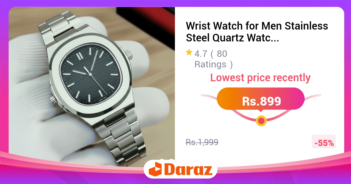 Wrist Watch for Men - Stainless Steel Quartz, Classic Luxury, Water Resistant