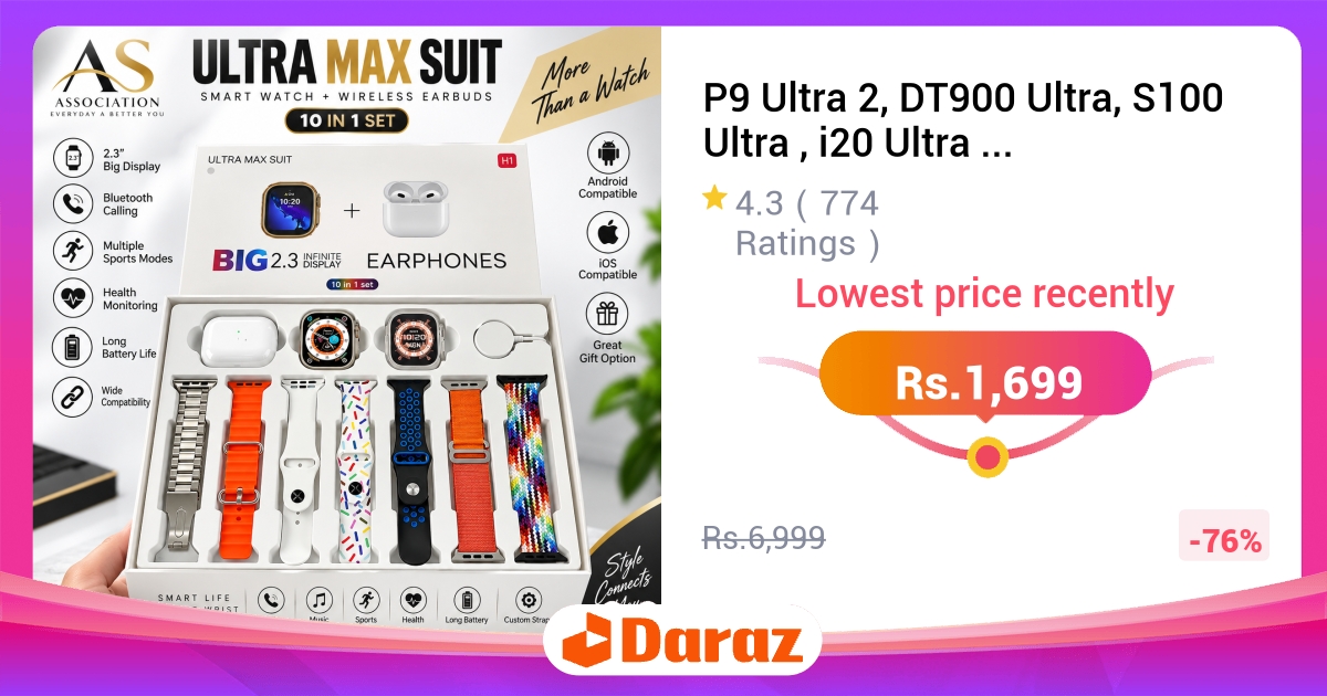 P9 Ultra Smart Watch - Heart Rate, Blood Oxygen, BP, Sleep Monitor, Waterproof Fitness Tracker