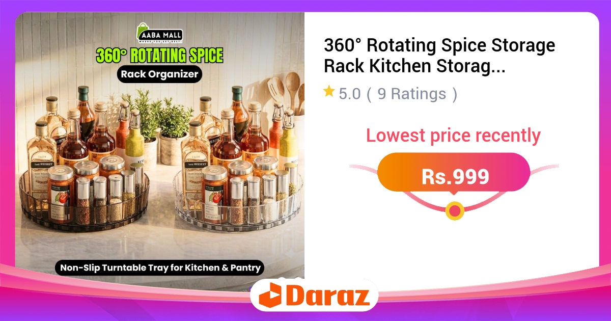 360 Rotating Spice Storage Rack Organizer Tray