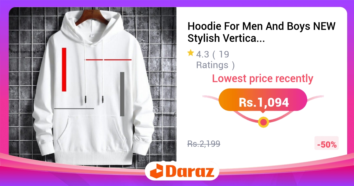 Hoodie For Men And Boys NEW Stylish Vertical Strip Printed Kangaroo Hoodie