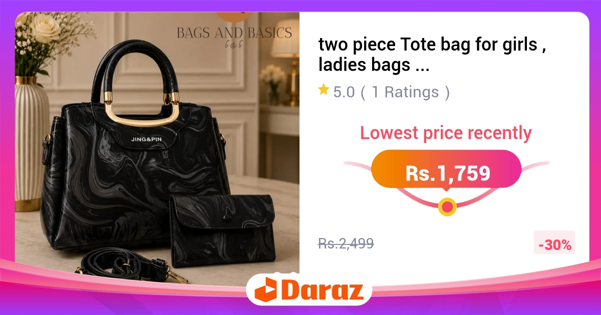 Two Piece Tote Bag for Girls - Stylish Ladies Purse and Shoulder Bag