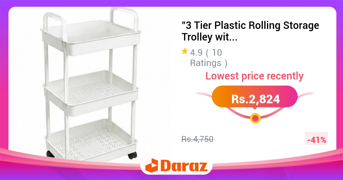 3 Tier Plastic Rolling Storage Trolley with Wheels