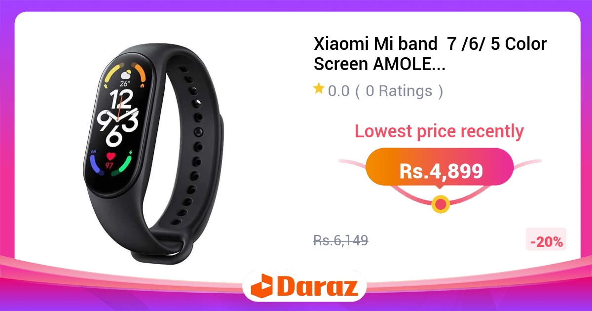 Xiaomi Mi Band 7/6/5 - AMOLED Color Screen, Bluetooth 5.0, 5ATM Fitness Band