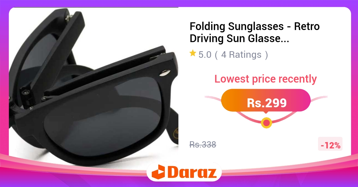 Folding Sunglasses Retro Square Frame UV400