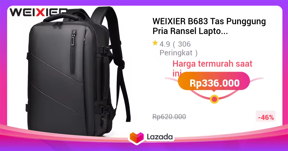 WEIXIER B683 Tas Punggung Pria Ransel Laptop Expandable USB Port Multi Fungsi WX-OS