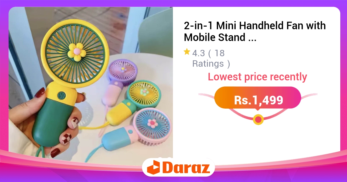 2-in-1 Mini Handheld Fan with Mobile Stand USB Rechargeable