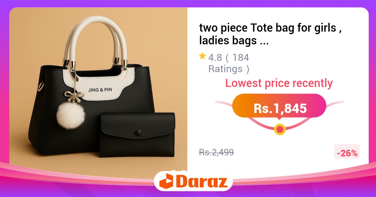 Two Piece Tote Bag for Girls - Stylish Purse and Shoulder Bag Set