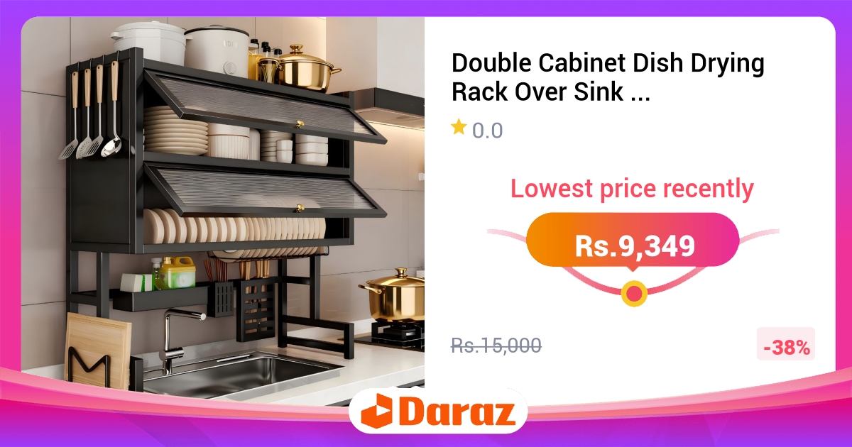Double Cabinet Dish Drying Rack Over Sink Steel