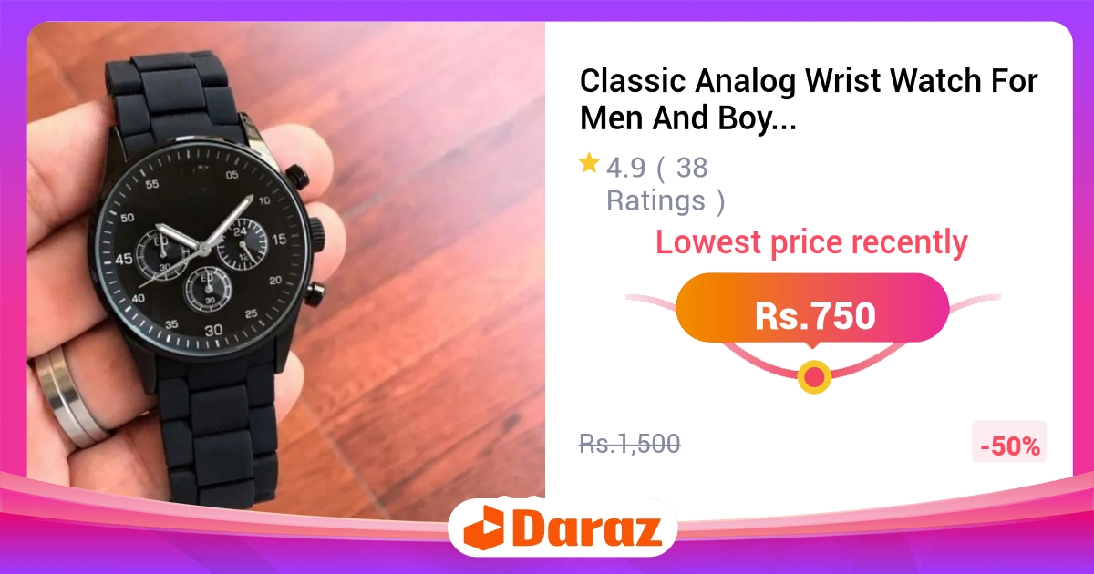 Classic Analog Wrist Watch for Men - Stylish Dial with Comfortable Rubber Strap