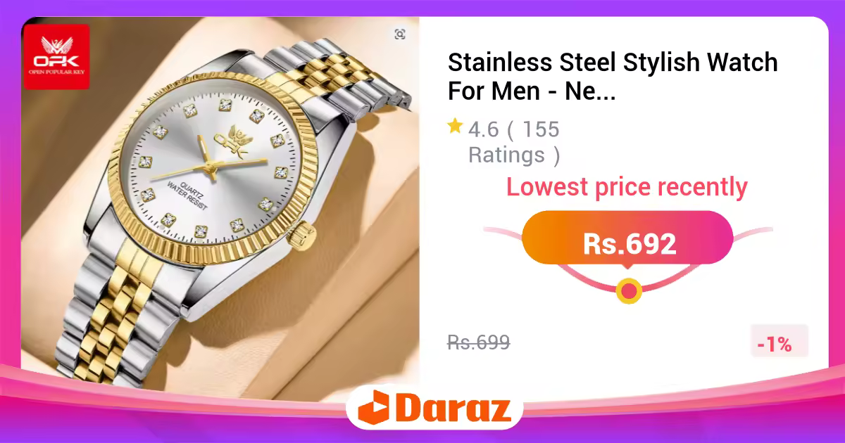 Stainless Steel Stylish Watch For Men - New Arrival