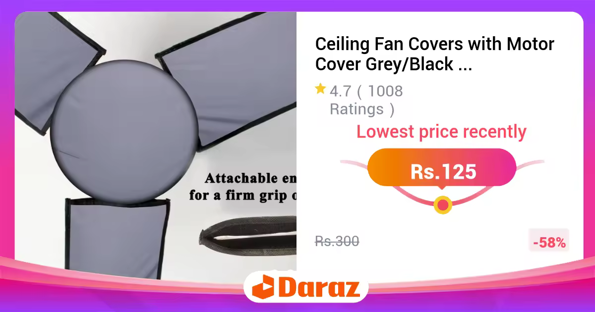 Ceiling Fan Covers with Motor Cover Grey/Black 4 Pcs fan cover Washable & Dustproof