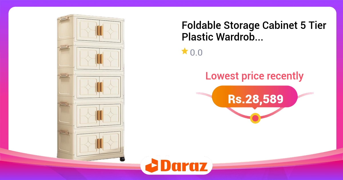 Foldable Storage Cabinet 5 Tier Plastic Wardrobe