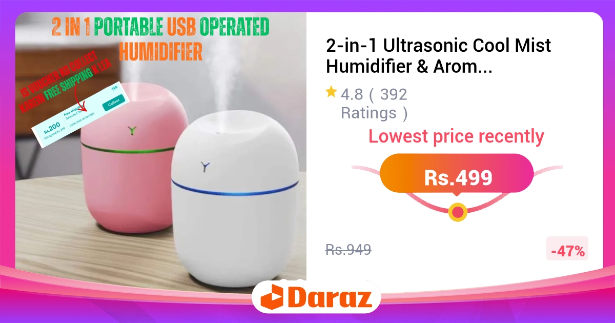 2-in-1 Ultrasonic Cool Mist Humidifier Aroma Diffuser