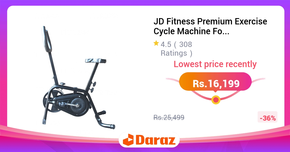 JD Fitness Premium Exercise Cycle - Heavy Duty Stationary Bike, Adjustable Resistance