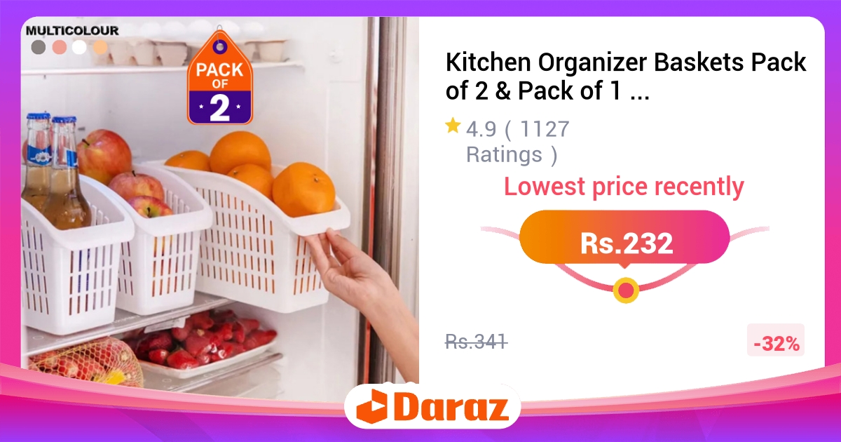 Kitchen Organizer Baskets Pack Fridge Storage