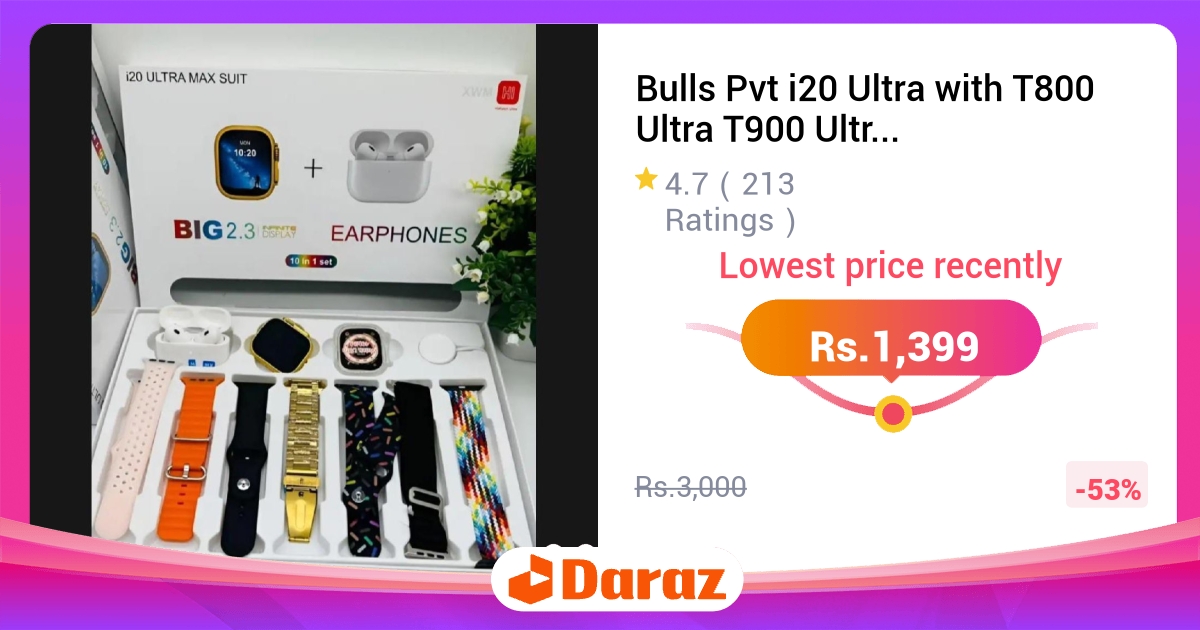 Bulls Pvt i20 Ultra Smart Watch - 100% Original Ultra Series