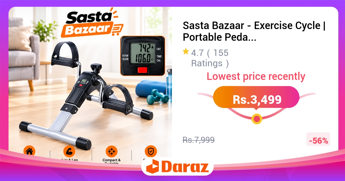 Sasta Bazaar Exercise Cycle - Portable Pedal Exerciser, Digital Display