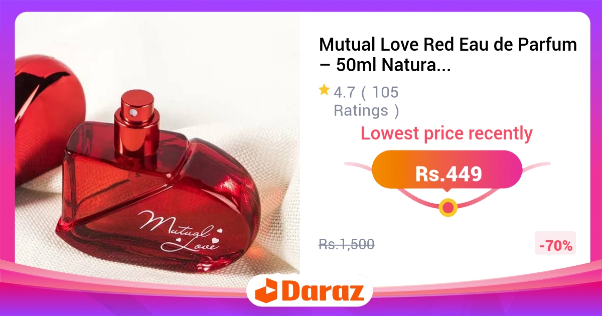 Mutual Love Red Eau de Parfum 50ml - Long Lasting Fruity Floral Musky Fragrance, Unisex Perfume for Couples