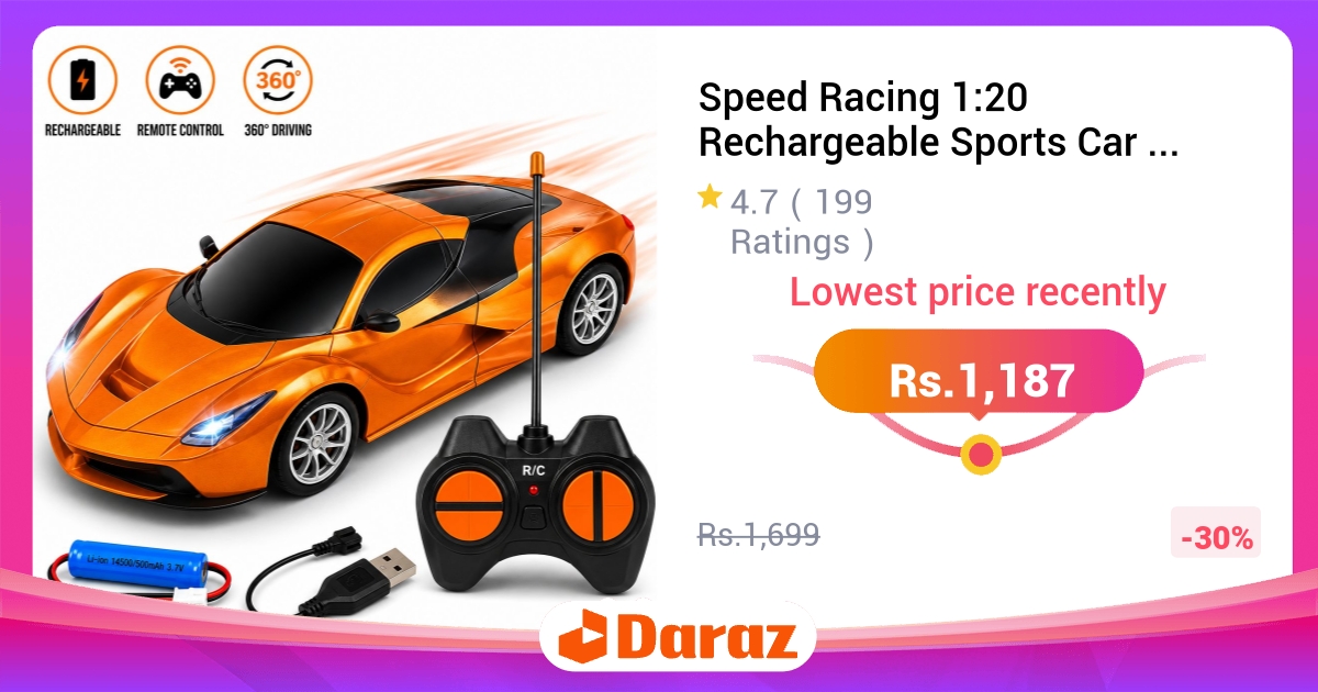 Speed Racing 1:20 RC Sports Car - Remote Control Drifting, 2.4GHz