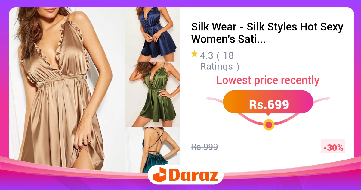 Silk Wear Satin Silk Robe Nighty - Frilled V-Neck Sleepwear for Women