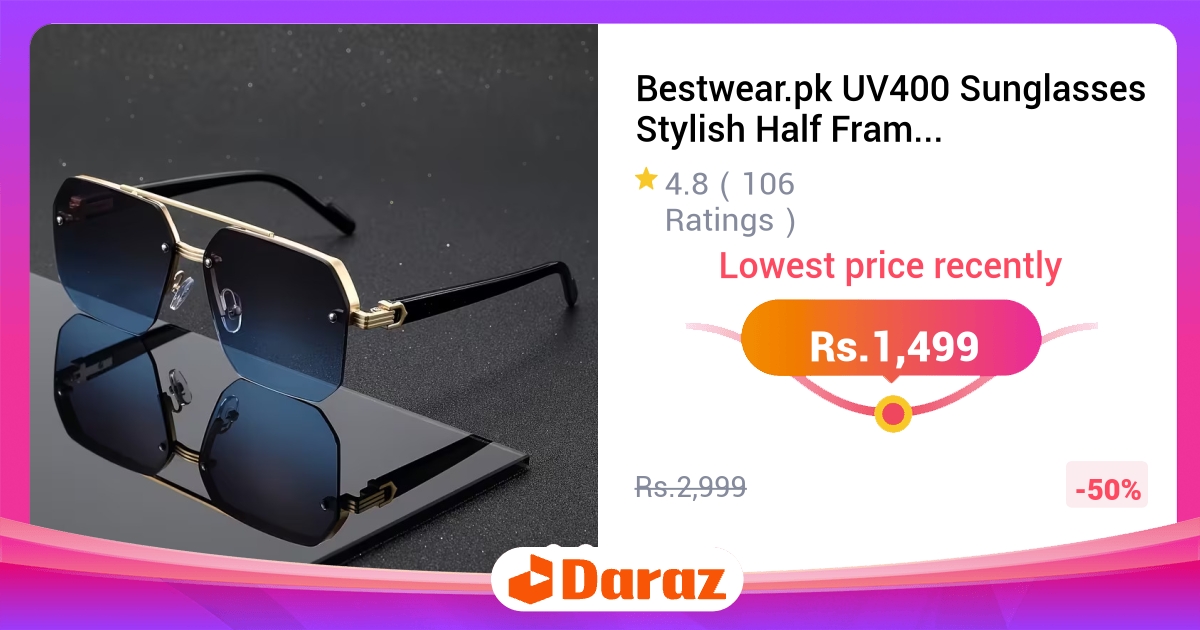 UV400 Half Frame Double Bridge Sunglasses Unisex